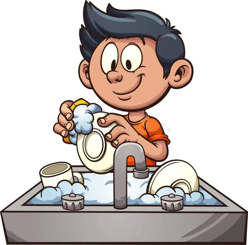 washing dishes